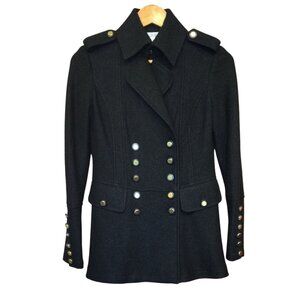 Cache Black Wool Military Style Double Breasted Peacoat Women Size XS Castlecore
